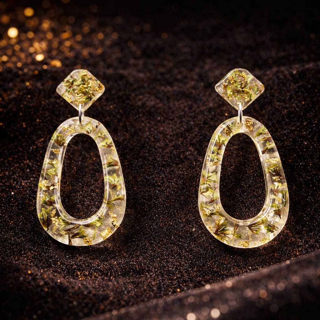 Handcrafted Botanical Resin Earrings | Real Leaves Jewelry