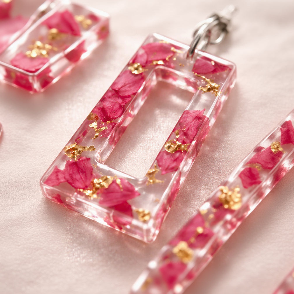 Handcrafted Resin Jewelry Set | Minimal Pendant Necklace with Matching Earrings