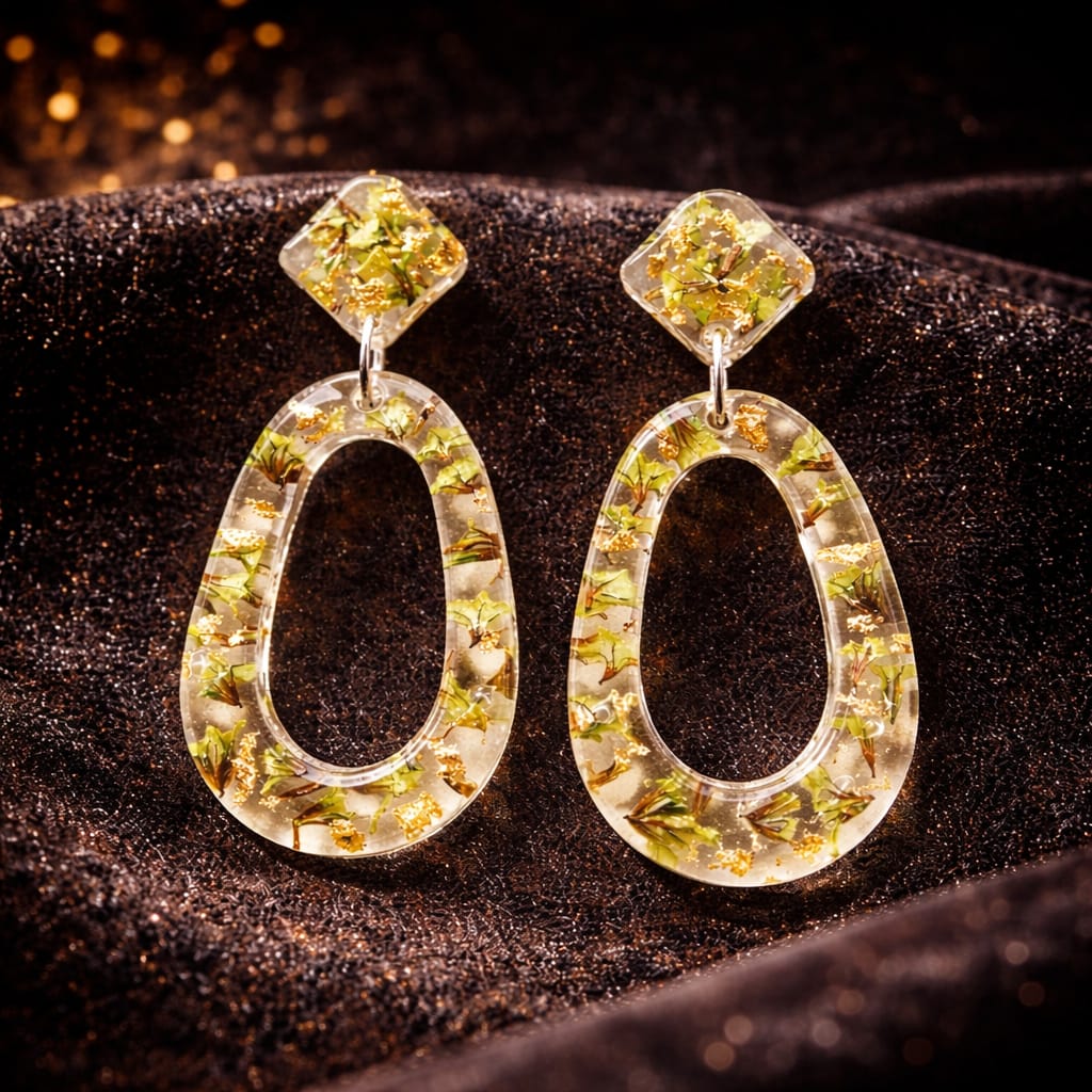 Handcrafted Botanical Resin Earrings | Real Leaves Jewelry