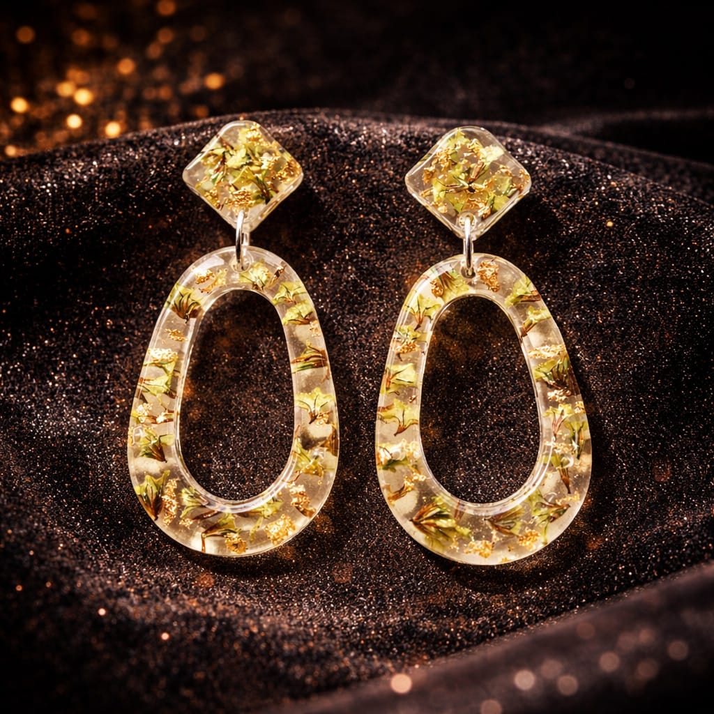 Handcrafted Botanical Resin Earrings | Real Leaves Jewelry