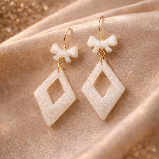Handcrafted White Resin Drop Earrings | Minimal Elegant Earrings