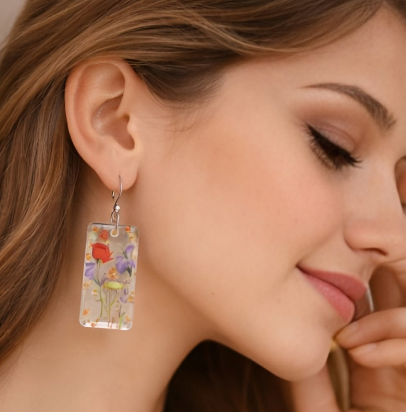 Handcrafted Resin Earrings Embedded with Real Flowers | Elegant Floral Jewelry